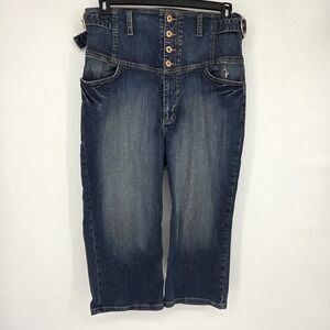 Y2K Baby Phat Capri Jeans 13 Blue Denim Corset Waist Embroidered‎ Logo
